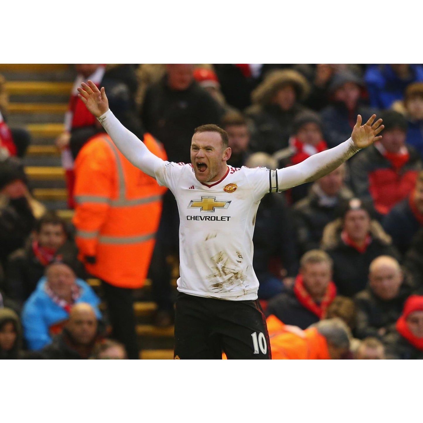 Manchester United 2015-16 Away Rooney Jersey Men’s Large – Authentic Adidas Kit