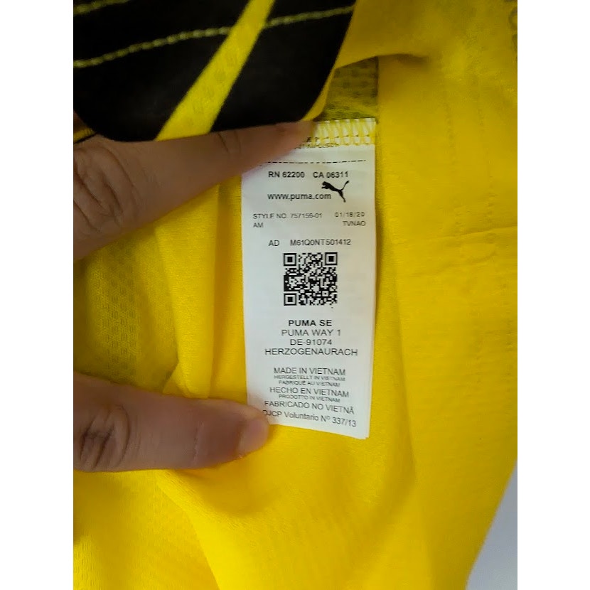 Borussia Dortmund 2020-21 Home Jude Bellingham Jersey Men’s Large NWT Puma Bundesliga Patched