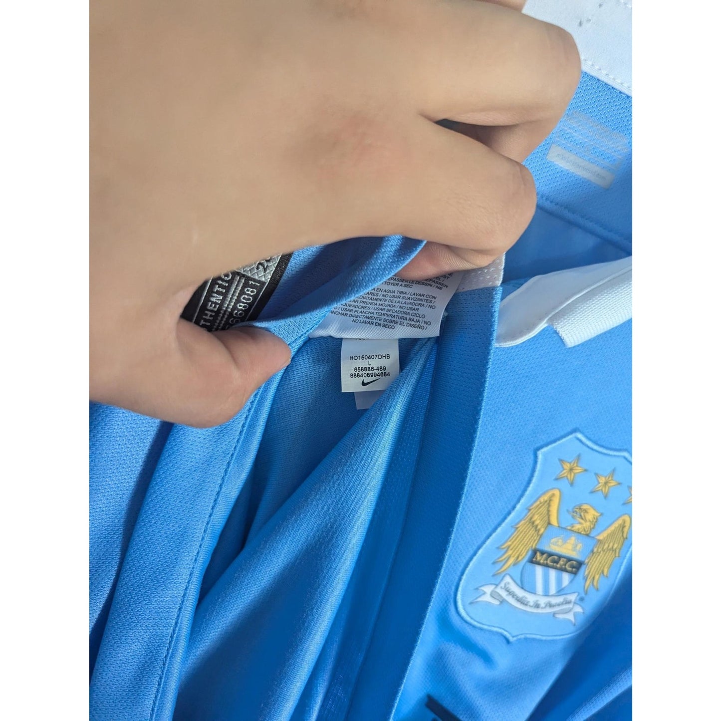 Manchester City 2015–16 Home De Bruyne Jersey – Men’s Large | EPL Fully Patched Nike Shirt