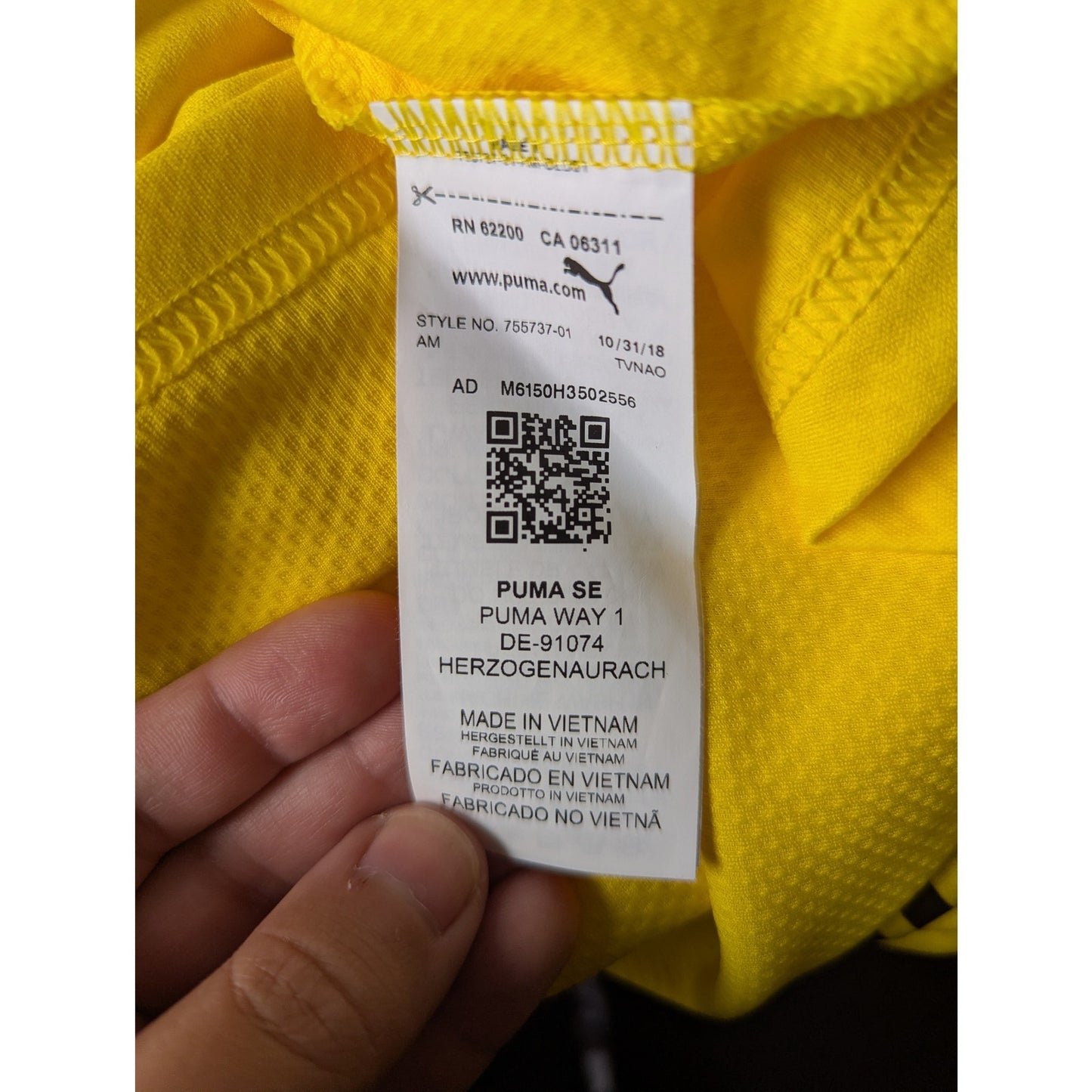 Borussia Dortmund 2019-20 Home Erling Haaland Jersey Men’s Large Puma Bundesliga Patched