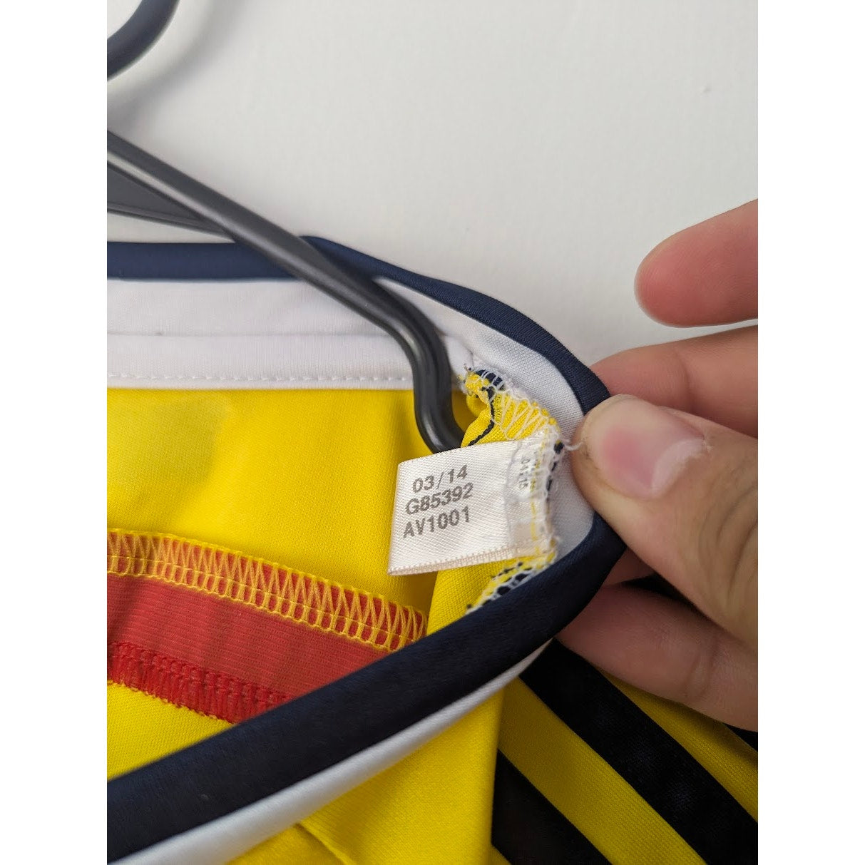 Colombia 2014 Home James Rodriguez Jersey Youth XL Adidas World Cup Fully Patched Rare