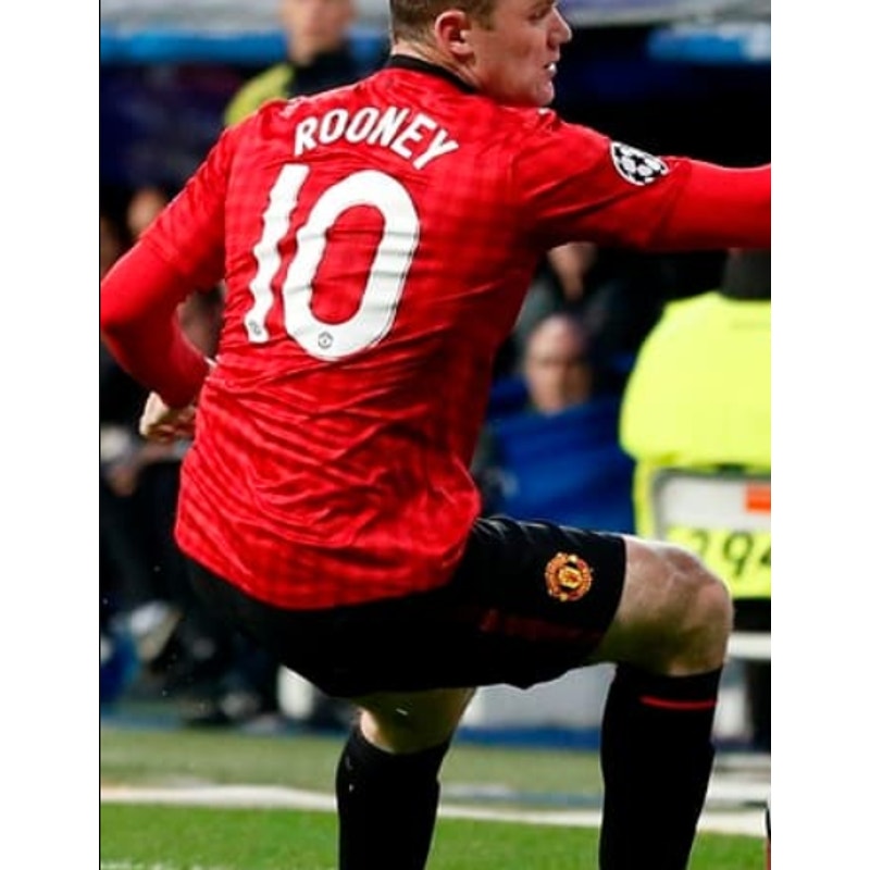 Manchester United 2012–13 Home Rooney Jersey – Men’s Medium | UCL Fully Patched Shirt
