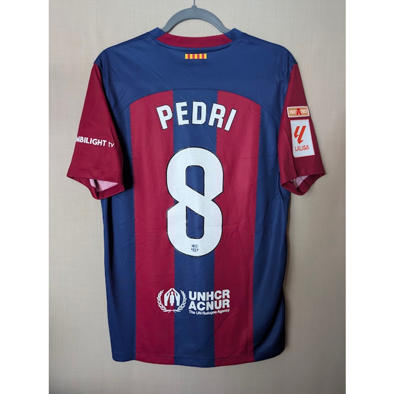 FC Barcelona 2023-24 Home Pedri #8 Jersey Mens Medium Nike La Liga Fully Patched