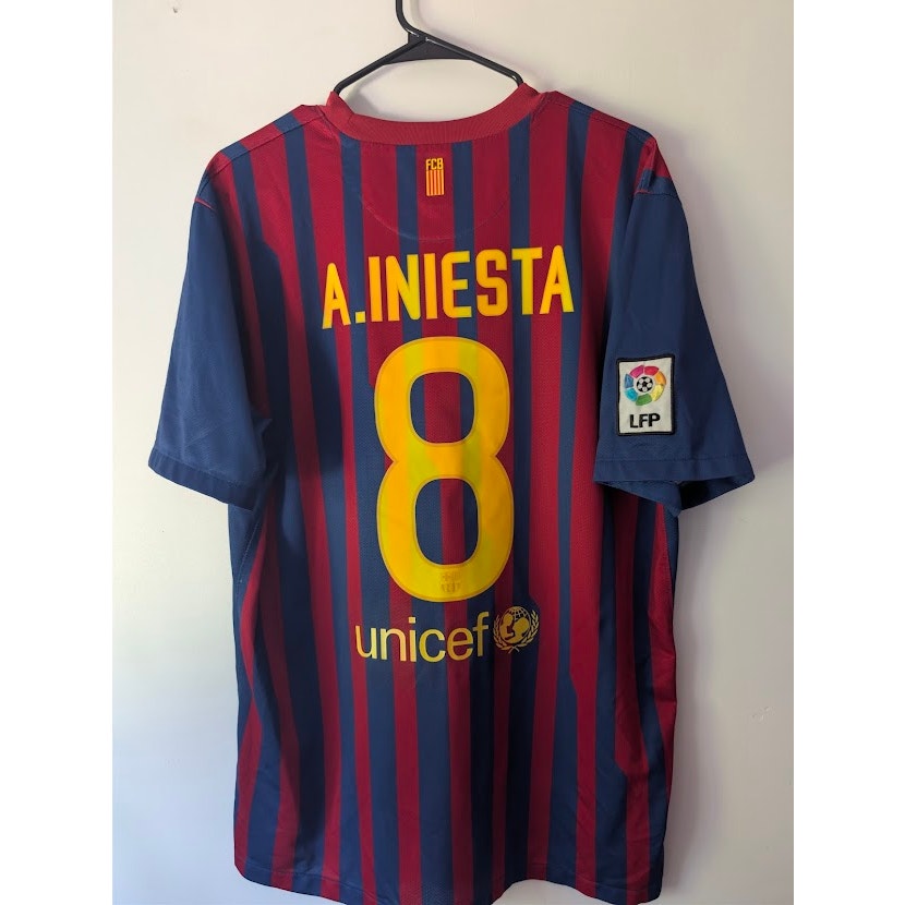 FC Barcelona 2011-12 Home Andres Iniesta Jersey Men's XL Nike FIFA Club World Cup Champions Patch Rare