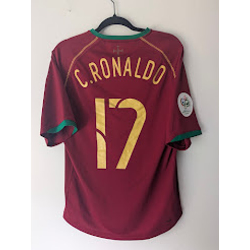 Portugal 2006 Home Cristiano Ronaldo Jersey Men’s Small Nike 2006 World Cup Fully Patched