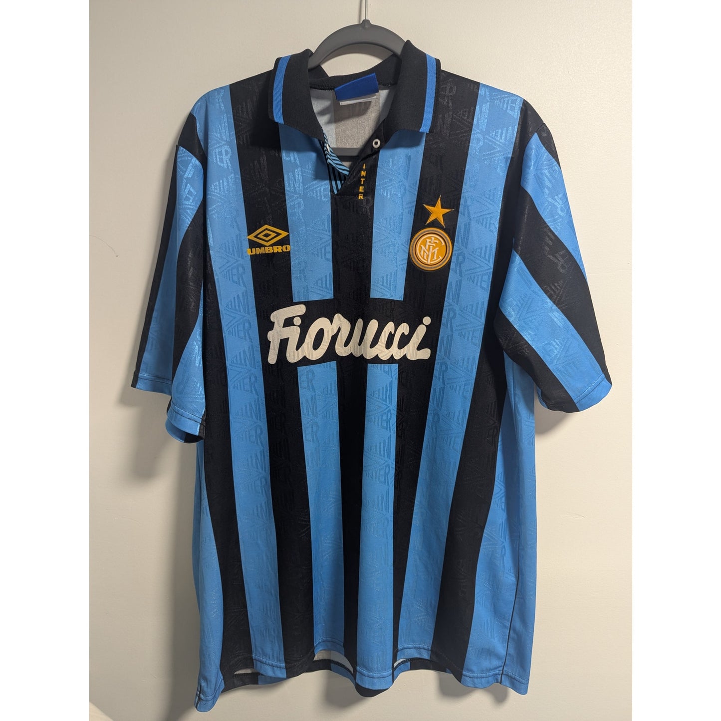 Inter Milan 1992-94 Home Jersey Men's XL Umbro Fiorucci Vintage Rare Made in England