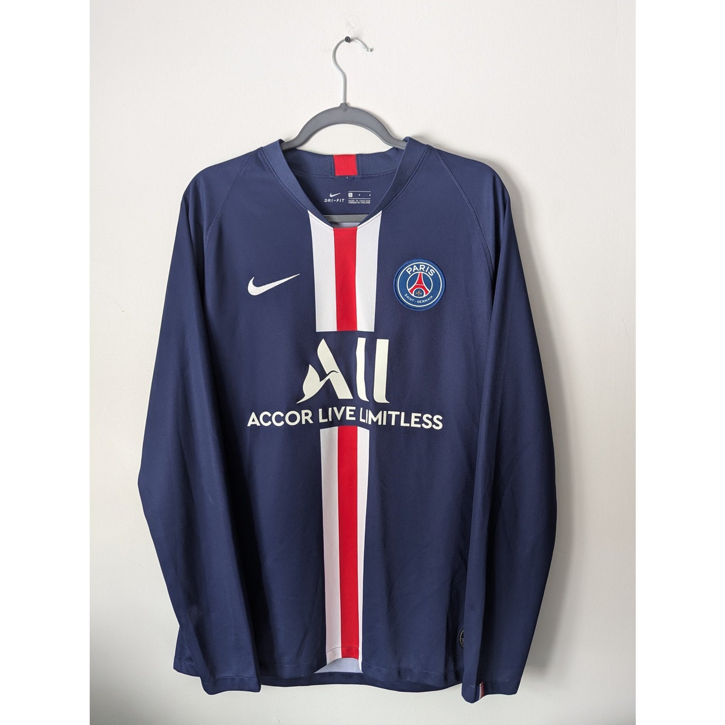 PSG 2019-2020 Home Mbappe Jersey Soccer LS Authentic Nike Retro Men Large