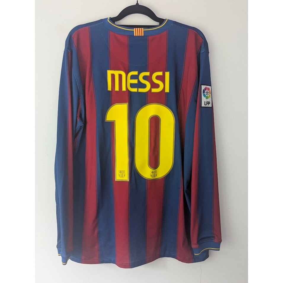 FC Barcelona 2009-10 Home Messi Jersey Men’s XL Long Sleeve CWC Patch Nike
