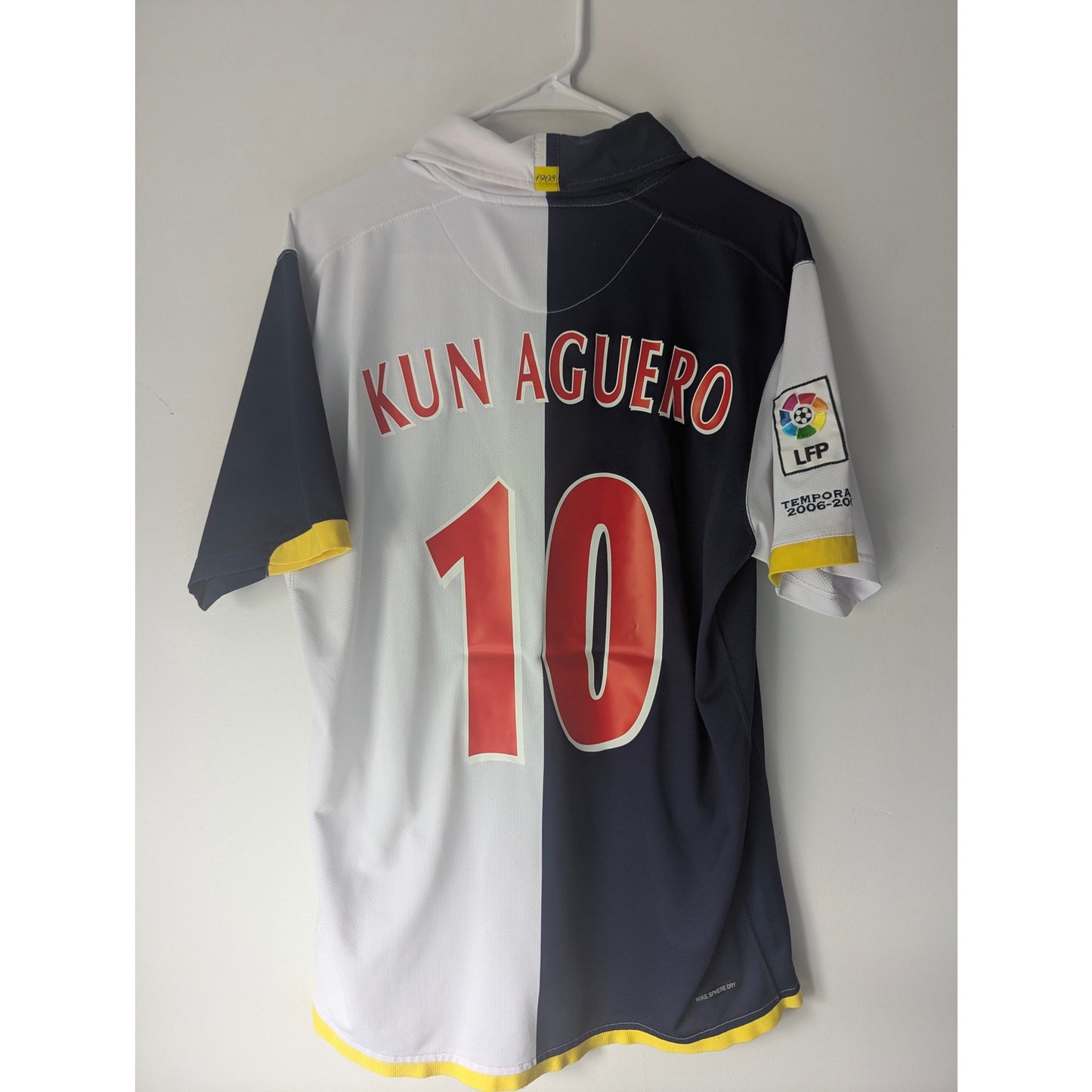 Atletico Madrid 2006-07 Sergio Aguero Away Jersey Men’s Large Authentic Nike Soccer Shirt