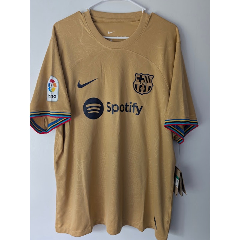 FC Barcelona 2022-23 Away Raphinha Jersey Men's XL NWT Nike La Liga Rare Gold Kit