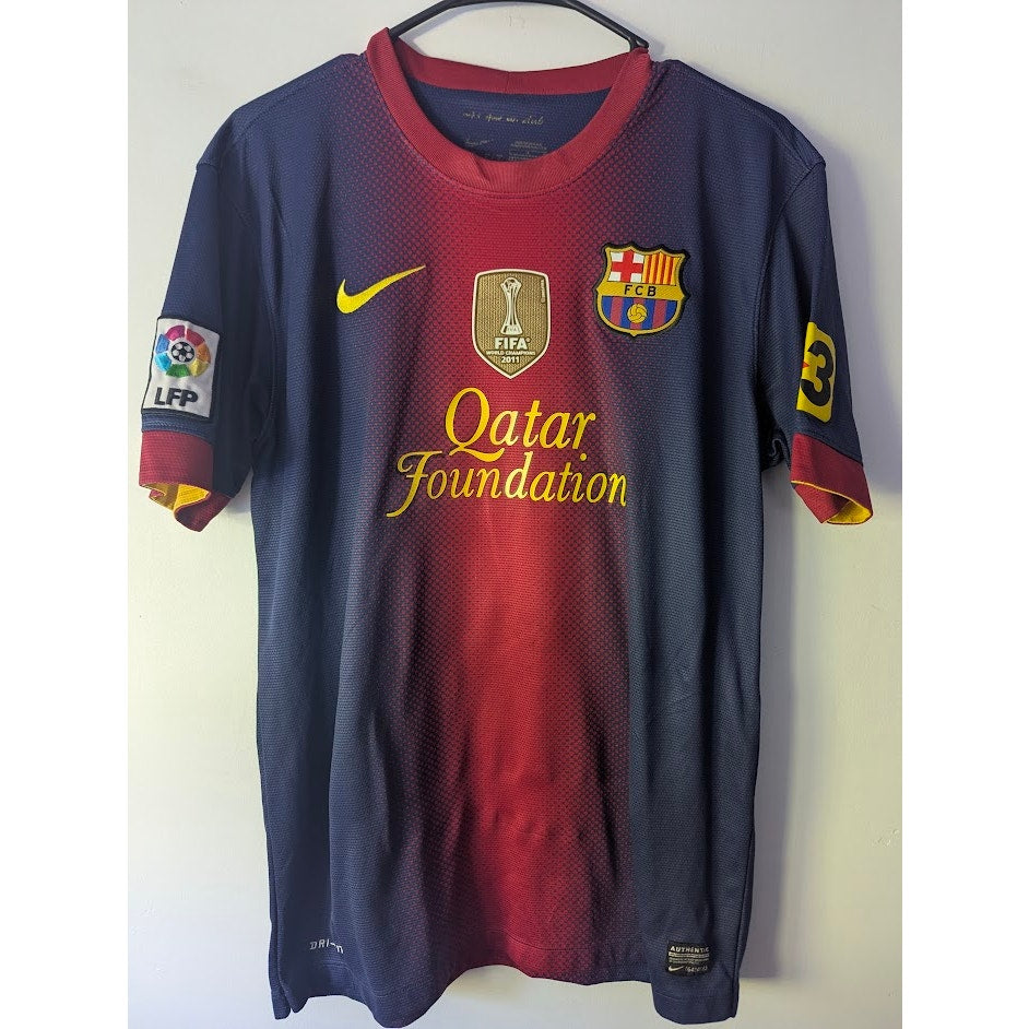 FC Barcelona 2012-13 Home Xavi Jersey Men’s Large Nike Club World Cup Champions Patch