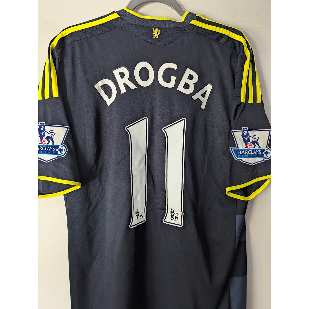 Chelsea 2009–10 Away Drogba Jersey – Men’s Large | EPL Fully Patched Adidas Shirt