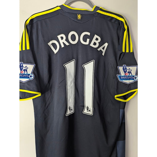 Chelsea 2009–10 Away Drogba Jersey – Men’s Large | EPL Fully Patched Adidas Shirt