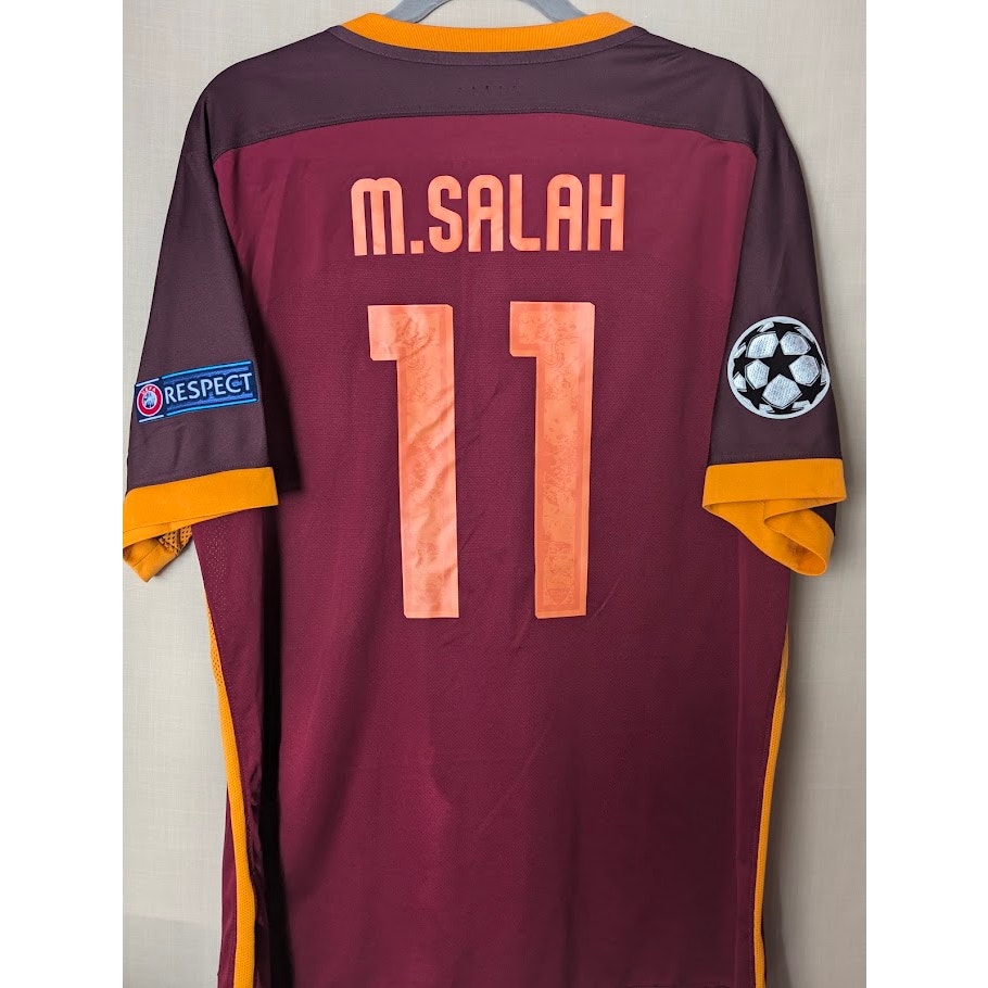 AS Roma 2015-16 Home Mohamed Salah Jersey Mens 2XL UCL Patched Nike Player Version