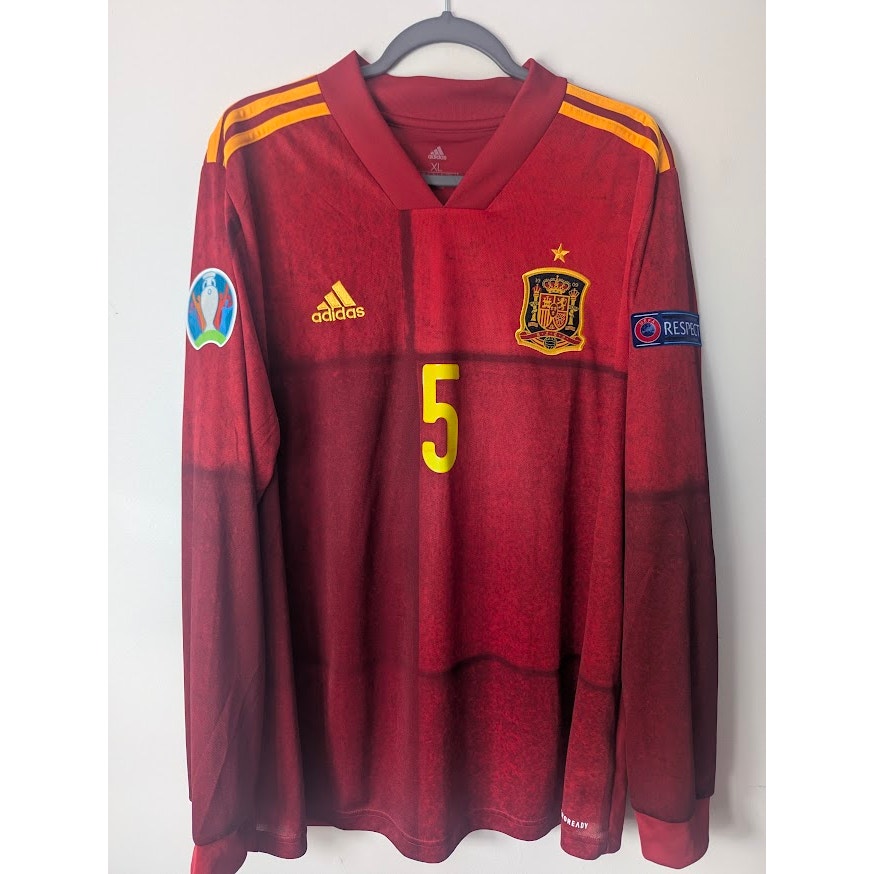 Spain 2020 Home Busquets Jersey – Men’s XL | Longsleeve Authentic EURO 2020 Fully Patched