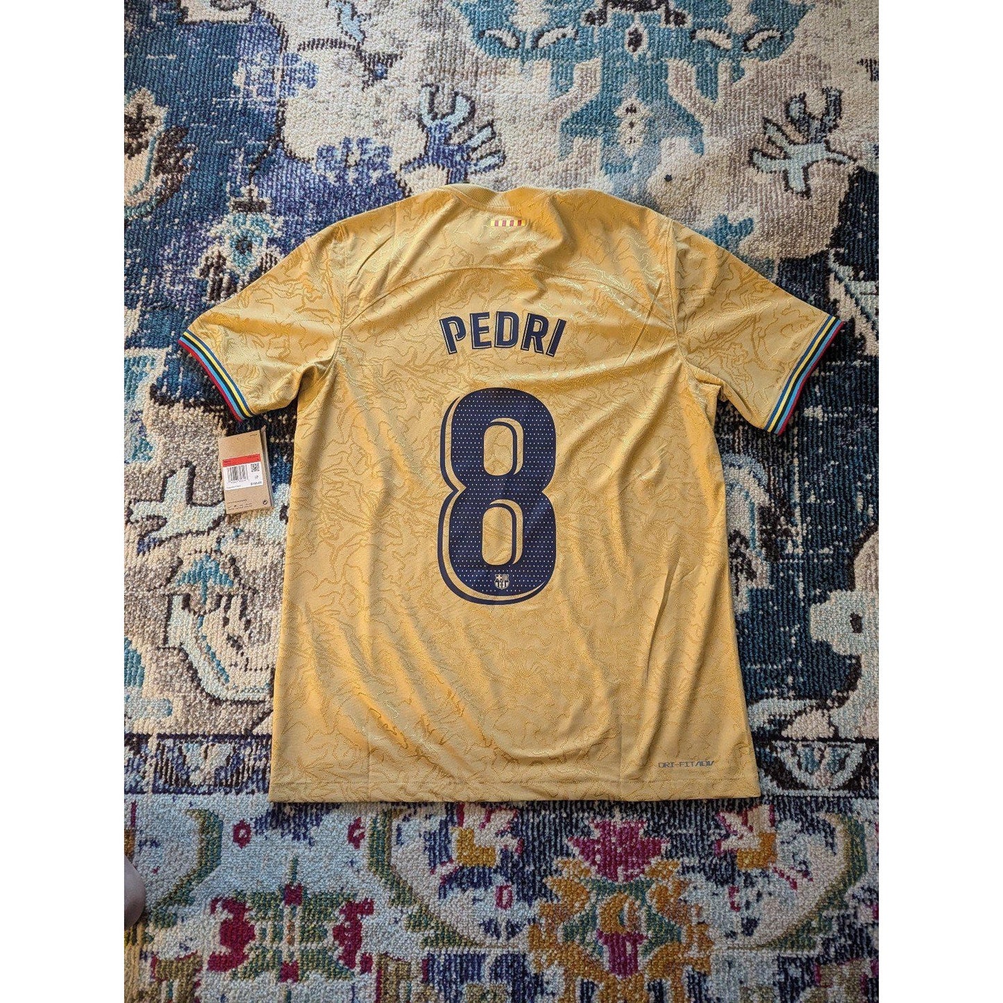 FC Barcelona Pedri Soccer Jersey Men L 2022-23 Away NWT Authentic Nike ADV Gold