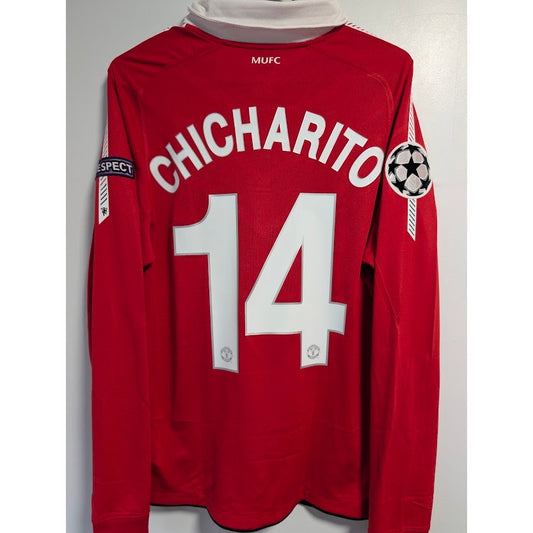 Manchester United 2010-11 Home Chicharito Jersey LS Men's Small Nike UEFA Champions League Fully Patched
