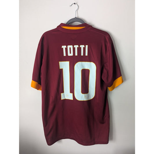 AS Roma 2014-2015 Home Totti Jersey Soccer Futbol Rare Authentic Nike Kit Large