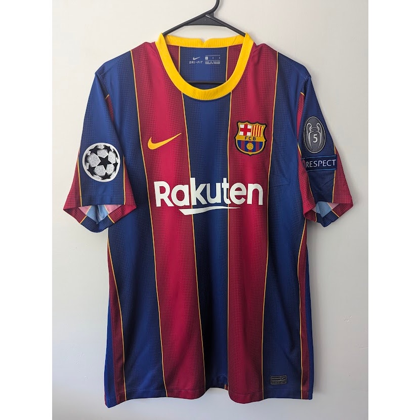 FC Barcelona 2020-21 Lionel Messi Home Jersey Men’s Large Nike UCL Soccer Shirt