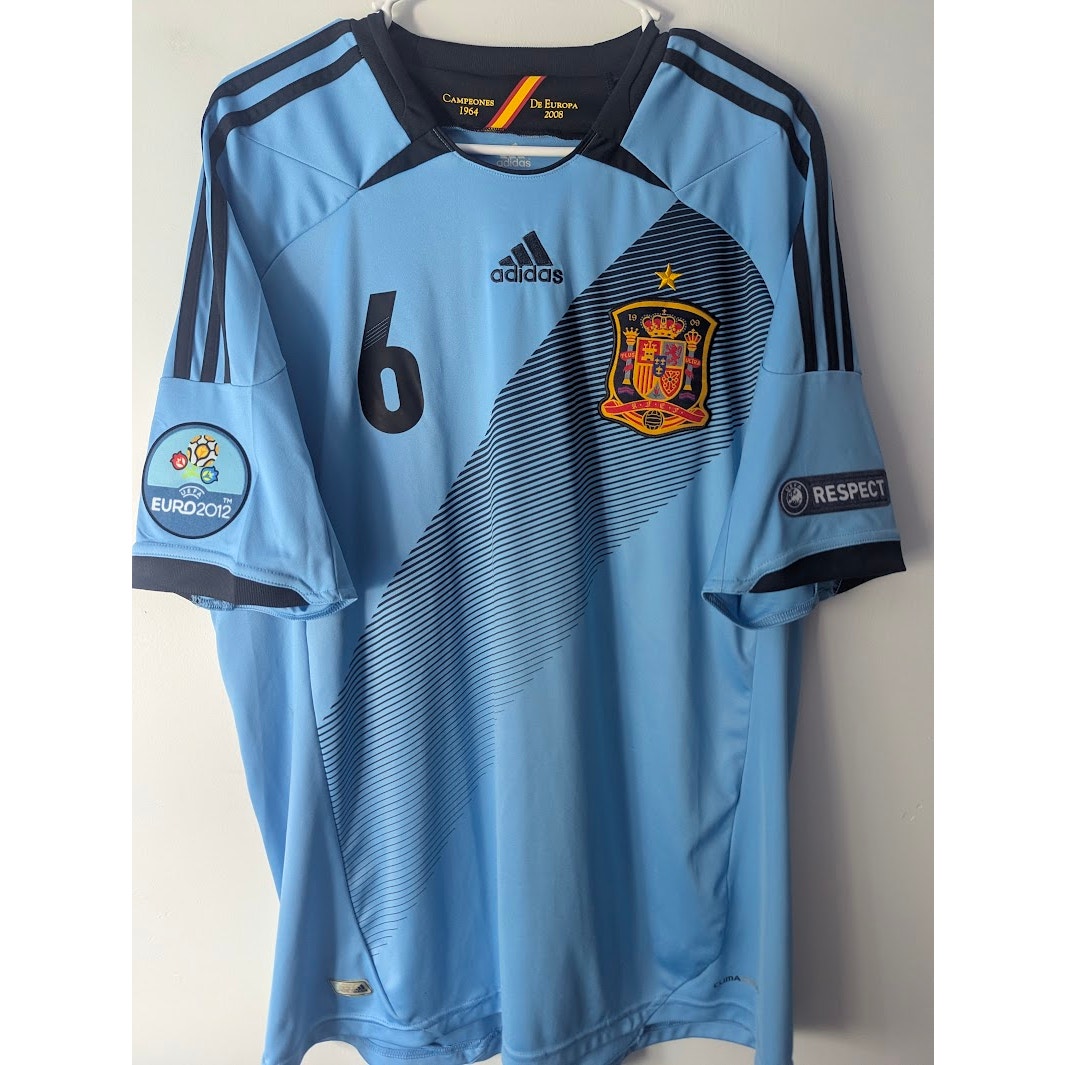 Spain 2012 Away Iniesta Jersey – Men’s XL | EURO Fully Patched Adidas Shirt