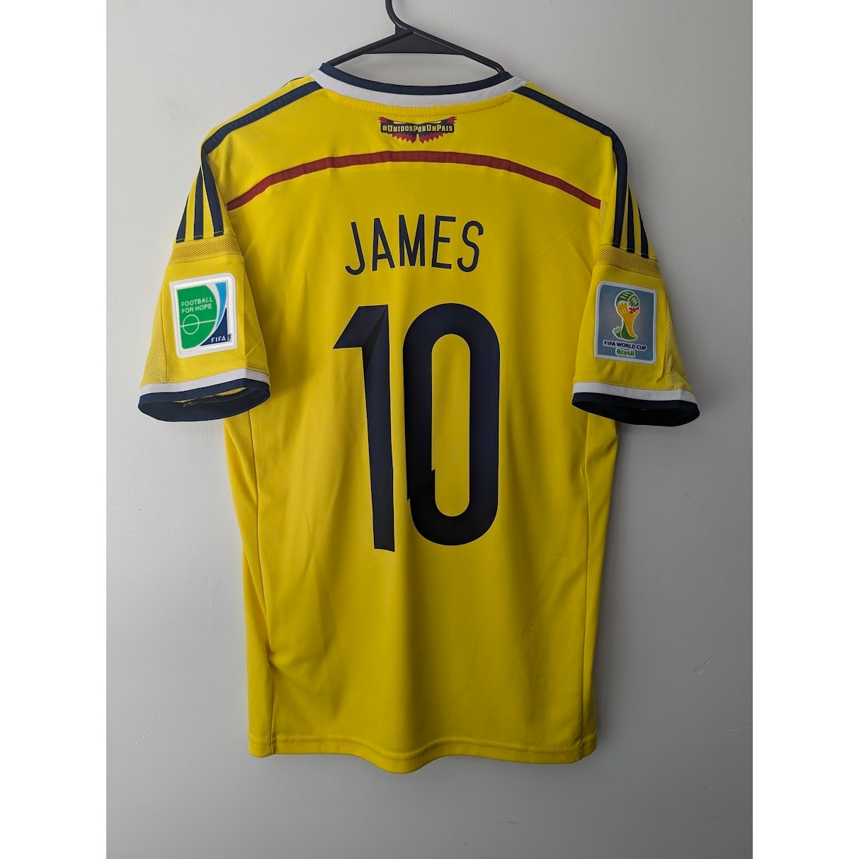 Colombia 2014 Home James Rodriguez Jersey Youth XL Adidas World Cup Fully Patched Rare