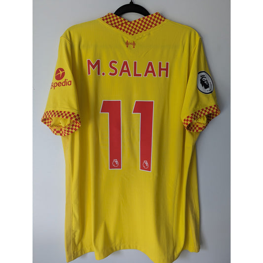 Liverpool 2021-22 Third Salah Soccer Jersey NWT Authentic Nike ADV Men XL Yellow