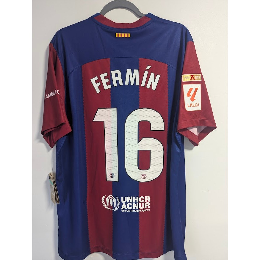 FC Barcelona 2023–24 Home Fermín López Jersey #16 – Men’s XL | NWT La Liga Fully Patched