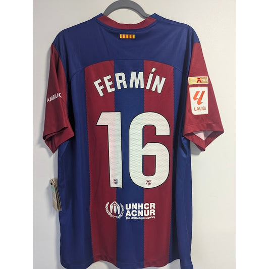 FC Barcelona 2023–24 Home Fermín López Jersey #16 – Men’s XL | NWT La Liga Fully Patched