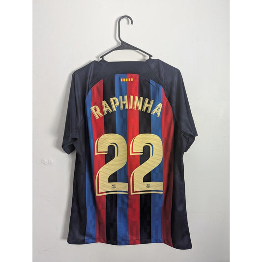 FC Barcelona 2022-23 Home Raphinha Jersey Men’s L – Authentic Nike Kit