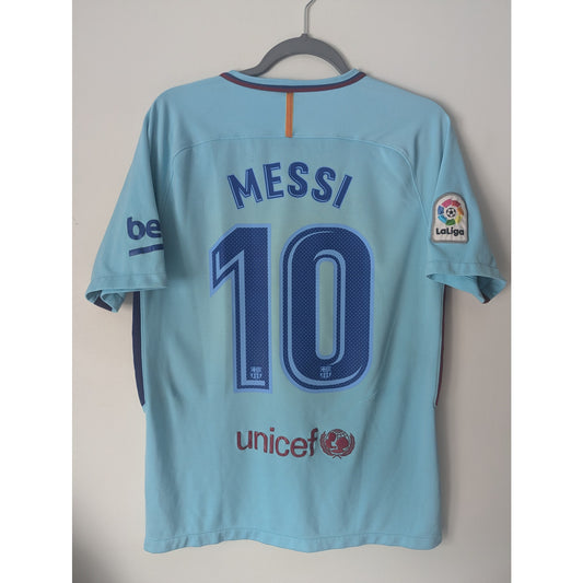FC Barcelona 2017–18 Away Messi Jersey – Men’s Medium | Blue Nike Football Shirt