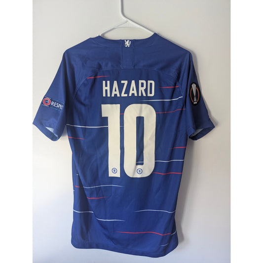Chelsea 2018–19 Home Hazard Jersey – Men’s Medium UEL Final Fully Patched Shirt