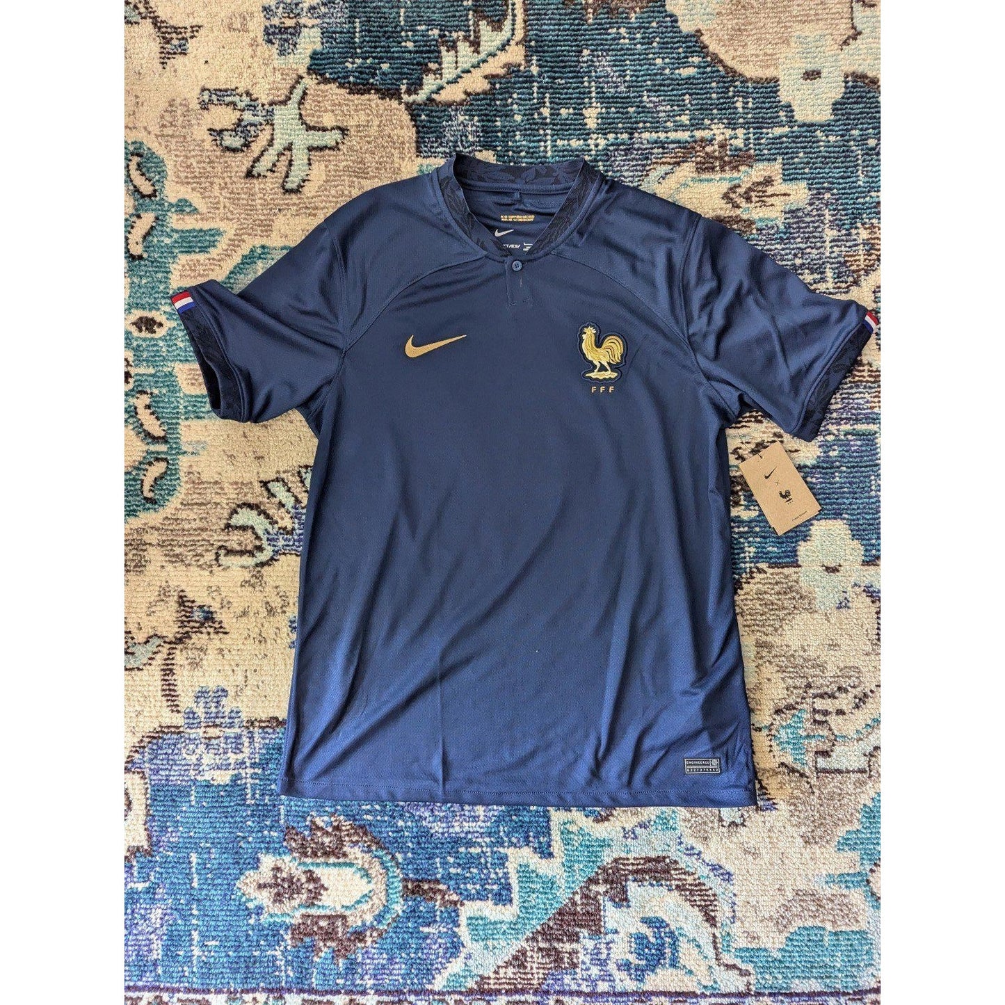 France 2022 Home Kylian Mbappé #10 Jersey — Men’s L — NWT Authentic Nike Blue