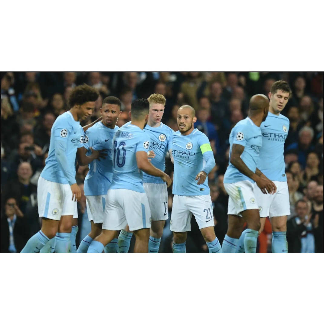 Manchester City 2017-18 Home Kun Aguero Jersey - Men's L - NWT - UCL - Fully Patched