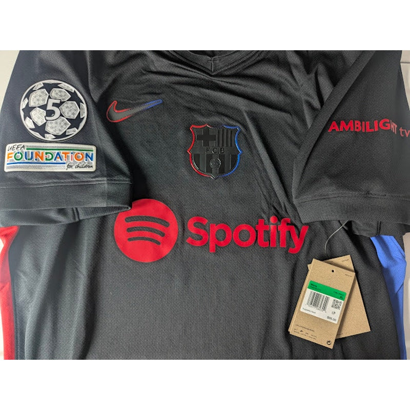 FC Barcelona 2024-25 Away Lamine Yamal Jersey Men's XL Nike UEFA Champions League Fully Patched Rare