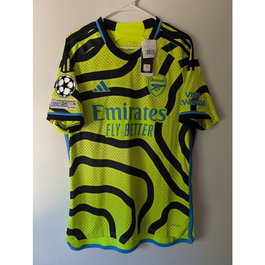 Arsenal 2023-24 Away Bukayo Saka #7 Jersey Mens Large NWT adidas UCL Fully Patched