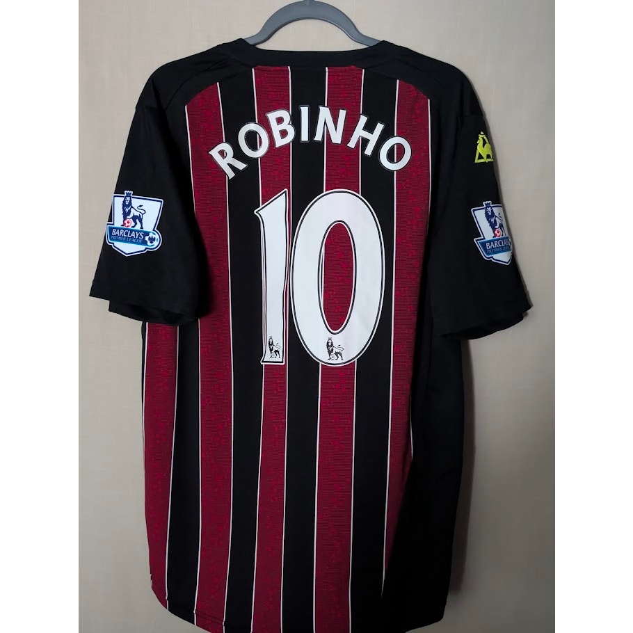 Manchester City 2008-09 Away Robinho Jersey Men's Large EPL Fully Patched Rare