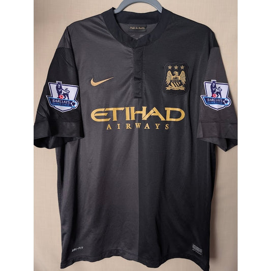 Manchester City 2013-14 away Aguero black gold jersey - photo 2