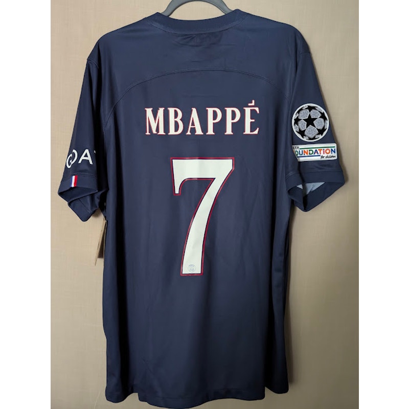 PSG 2022-23 Home Kylian Mbappe Jersey | Men's XL | NWT UCL Fully Patched
