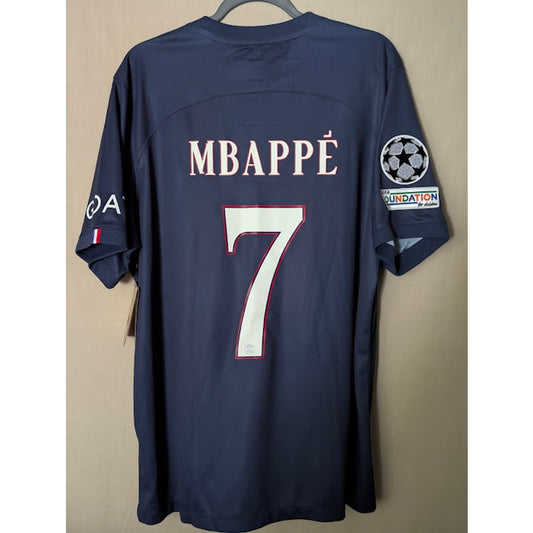 PSG 2022-23 Home Kylian Mbappe Jersey | Men's XL | NWT UCL Fully Patched