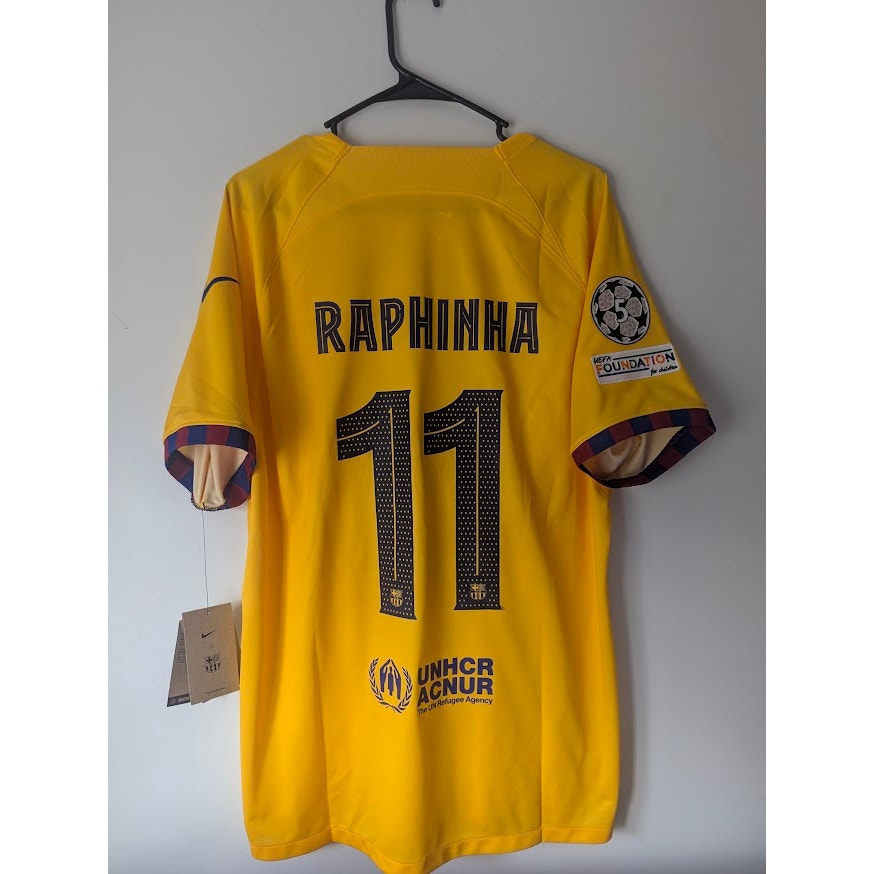 FC Barcelona 2023–24 Fourth Raphinha Jersey – Men’s XL | NWT UCL Fully Patched Shirt