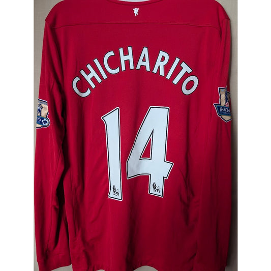 Manchester United 2011-12 home Chicharito long sleeve jersey, men's large