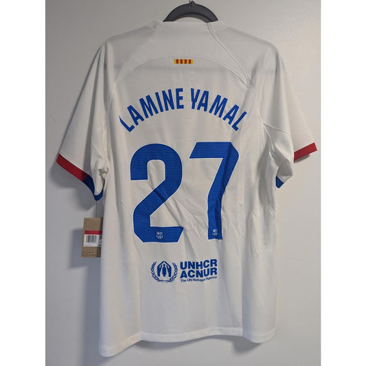 FC Barcelona 2023–24 Away Jersey – Lamine Yamal #27 – Men’s Large