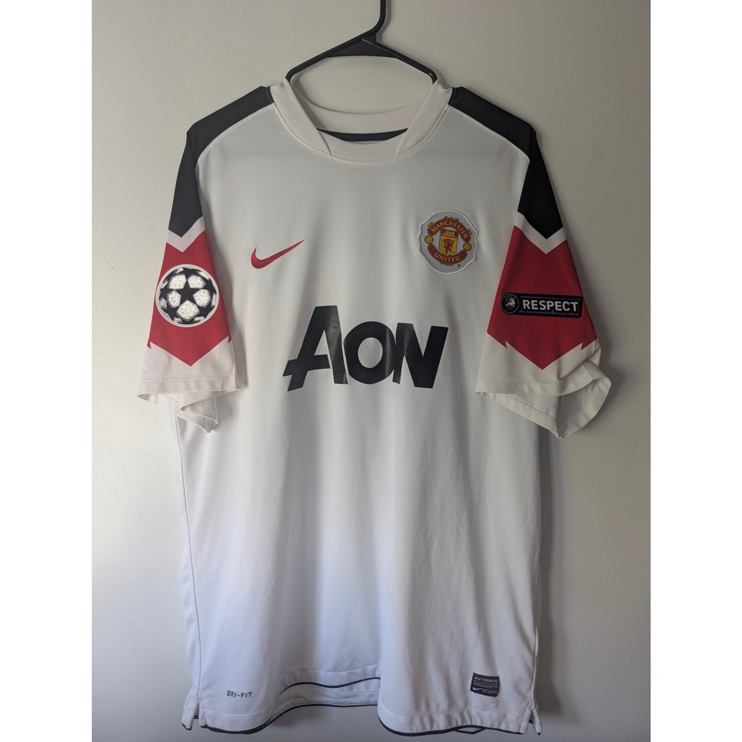 Manchester United 2010-11 Away Chicharito Jersey Men's XL UCL Fully Patched