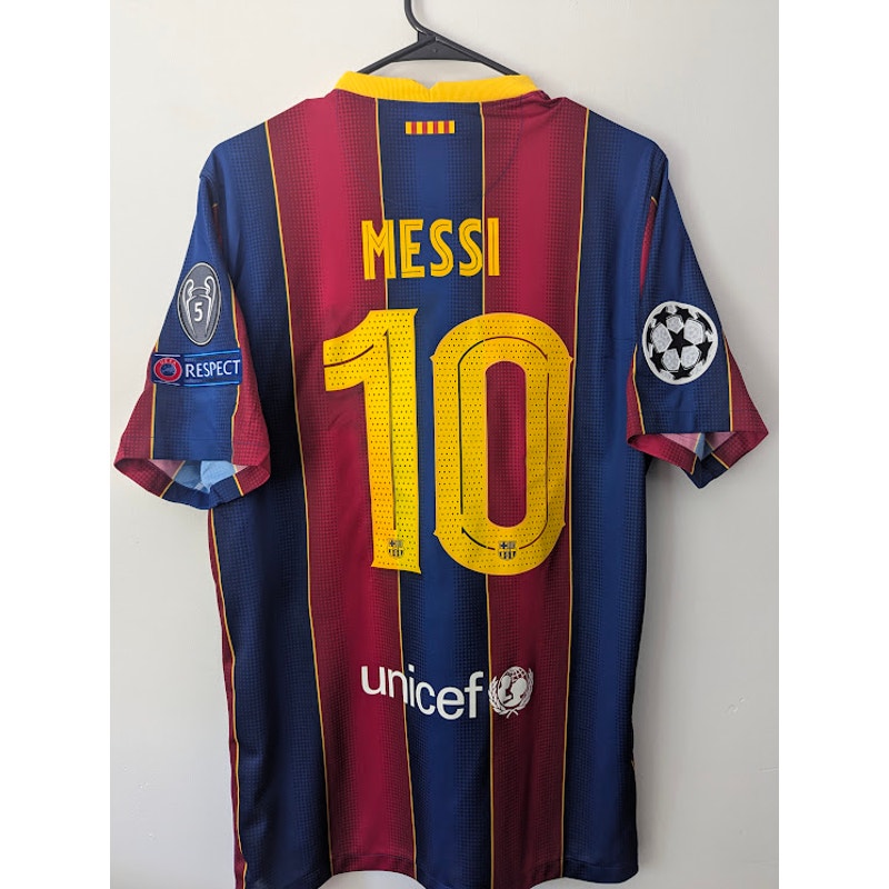 FC Barcelona 2020-21 Lionel Messi Home Jersey Men’s Large Nike UCL Soccer Shirt