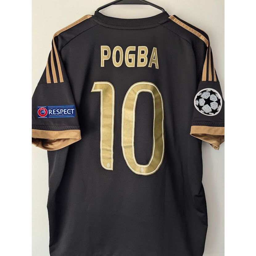 Juventus 2015-16 Third Paul Pogba Jersey Men's Large Black Gold UCL Fully Patched Rare