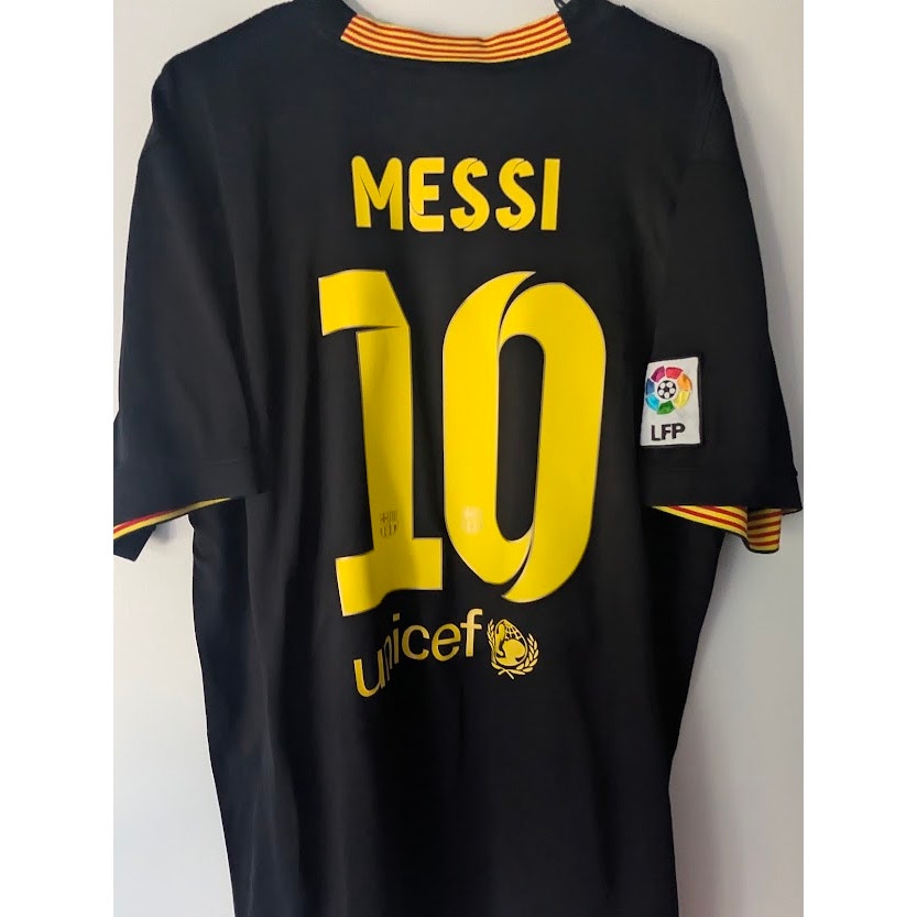 FC Barcelona 2013-14 Third Lionel Messi #10 Jersey Mens 2XL Nike Black Vintage