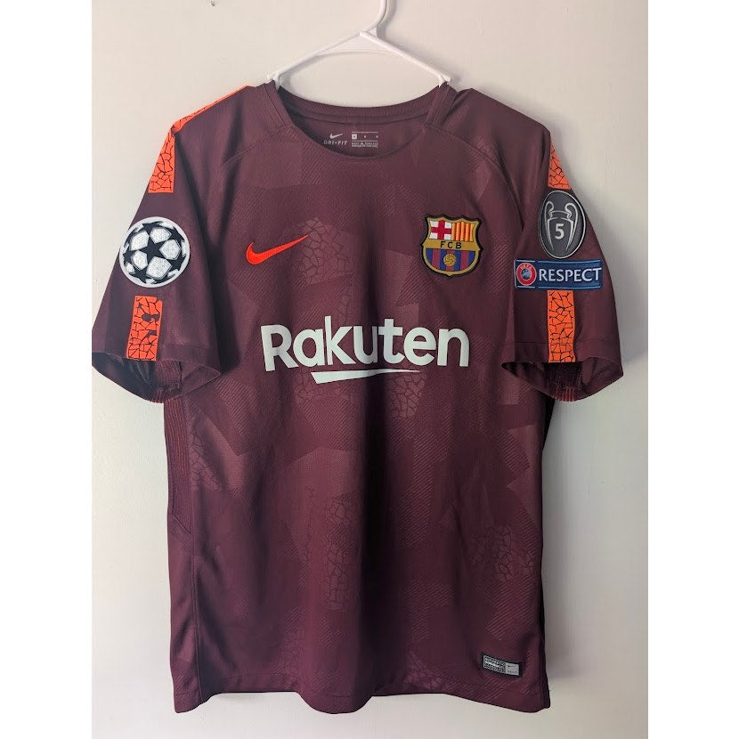 FC Barcelona 2017-18 Third Lionel Messi Jersey Men's Medium Nike UCL Fully Patched Rare