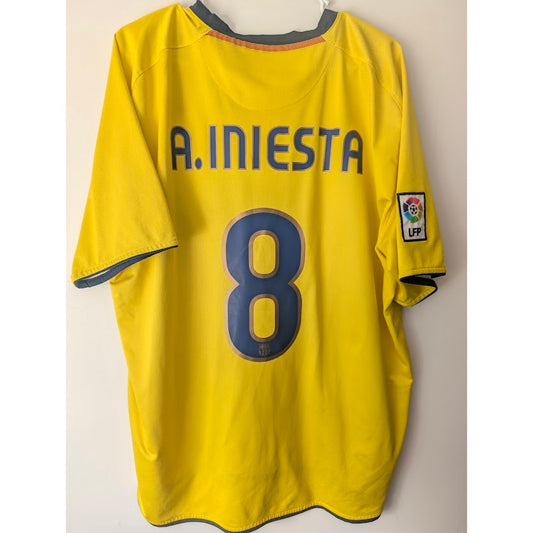 FC Barcelona 2008-09 Away Andrés Iniesta #8 Jersey Men's XXL Nike La Liga Patch Yellow Kit