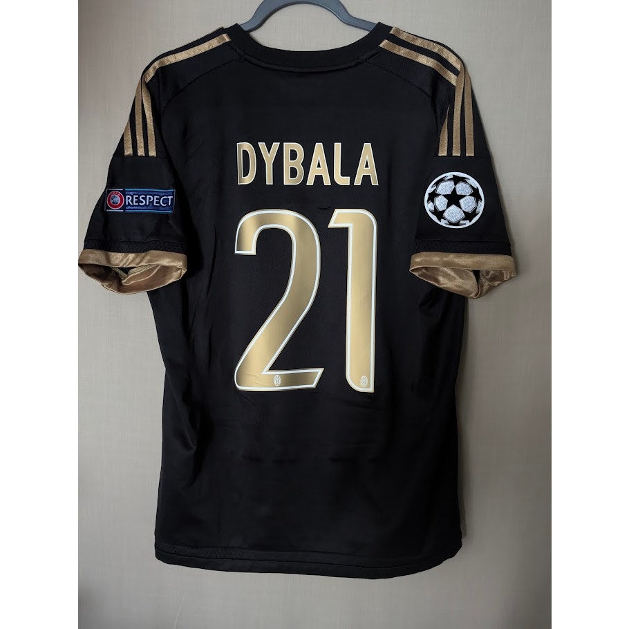 Juventus 2015-16 Third Paulo Dybala Jersey Men's Large Black Gold UCL Rare