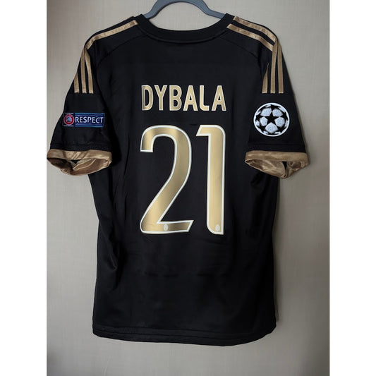 Juventus 2015-16 third Paulo Dybala black and gold jersey, men's large